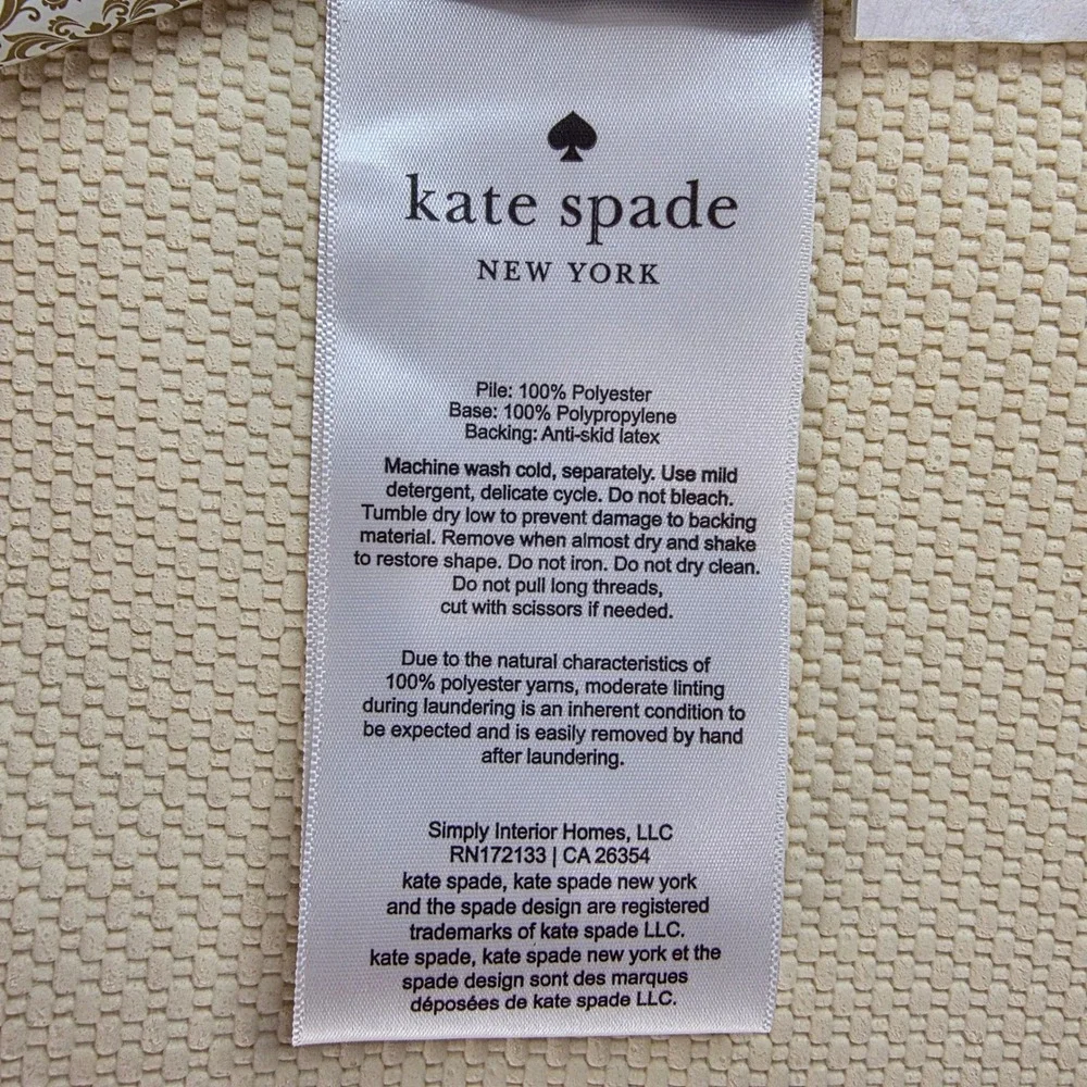 NWT Kate Spade Bath Rug 20x32 Yellow Shaggy Plush Anti-Skid‎ Mat